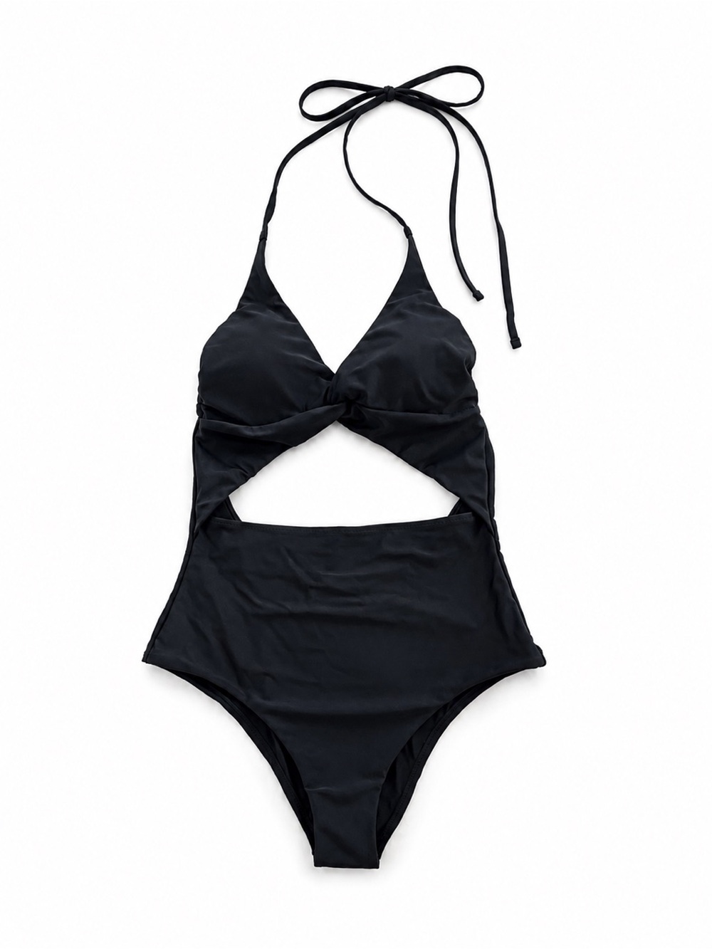 NWOT VANILLA BEACH CUTOUT ONE PIECE SWIMSUIT WOMENS HIGH WAIST-MEDIUM BLACK